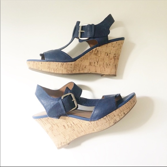 Franco Sarto Shoes - Blue leather wedges Franco Sarto